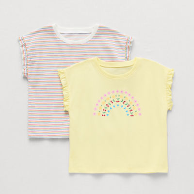 Okie Dokie Toddler & Little Girls Round Neck Short Sleeve Regular Fit Graphic T-Shirt