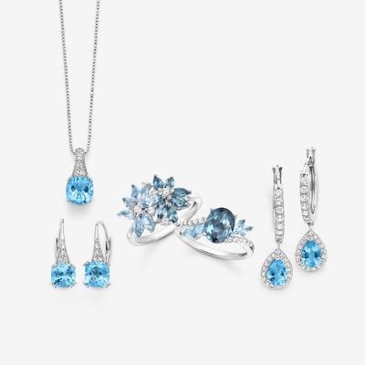 Gemstone Sterling Silver Cushion Pendant Necklace