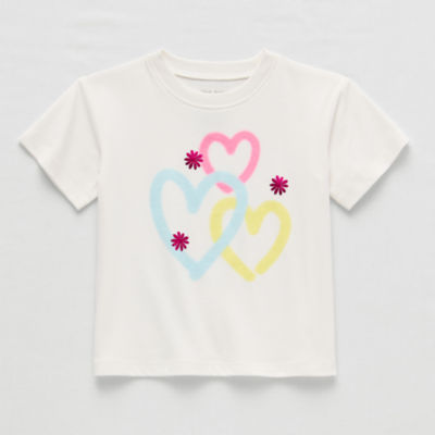 Okie Dokie Toddler & Little Girls Round Neck Short Sleeve Relaxed Fit Graphic T-Shirt