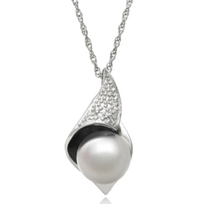Cultured Freshwater Pearl and DiamondAccent Pendant Necklace JCPenney