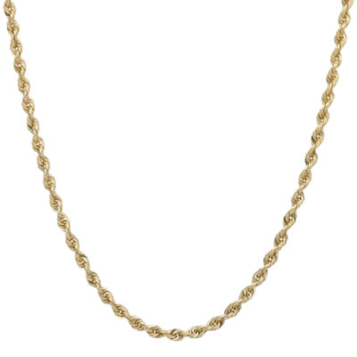 14K Yellow Gold 24" Glitter Rope Chain Necklace