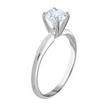 Deluxe Collection Womens 1 CT. T.W. Genuine White Diamond 14K White Gold Round Solitaire Engagement Ring