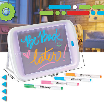 Discovery Kids Neon LED Glow Drawing Board With 4 Fluorescent Markers,  5-piece, Age 6+ 1012390, Color: White - JCPenney
