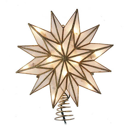 Kurt Adler 9.06-inch Ul 10-light 12-point Gold Capiz Star Treetop In White