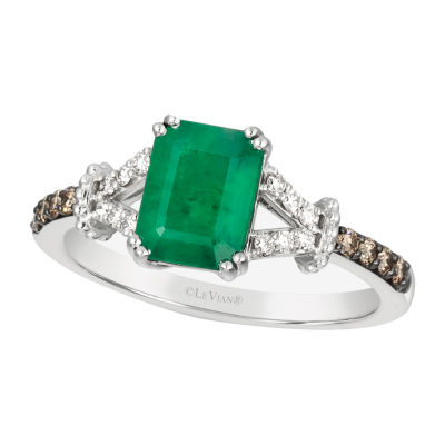 Le Vian® Grand Sample Sale™ Ring featuring 1 1/5 CT. Costa Smeralda Emeralds™ 1/8 Chocolate Diamonds® 1/10 Nude Diamonds™ set 14K Vanilla Gold®