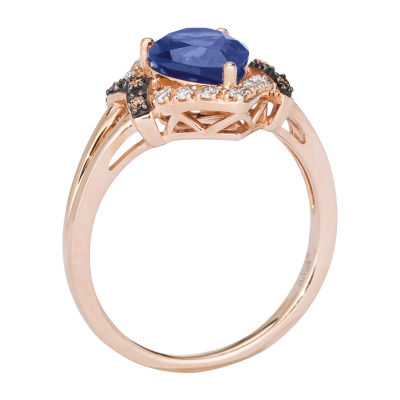 Le Vian® Grand Sample Sale™ Ring featuring 1 1/2 CT. Blueberry Tanzanite® 1/8 Nude Diamonds™ 1/20 Chocolate Diamonds® set 14K Strawberry Gold®