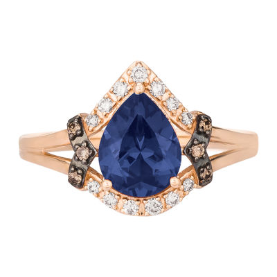 Le Vian® Grand Sample Sale™ Ring featuring 1 1/2 CT. Blueberry Tanzanite® 1/8 Nude Diamonds™ 1/20 Chocolate Diamonds® set 14K Strawberry Gold®