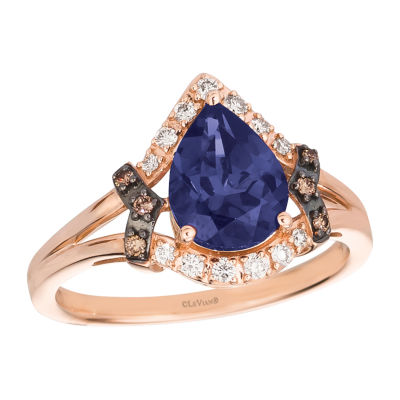 Le Vian® Grand Sample Sale™ Ring featuring 1 1/2 CT. Blueberry Tanzanite® 1/8 Nude Diamonds™ 1/20 Chocolate Diamonds® set 14K Strawberry Gold®