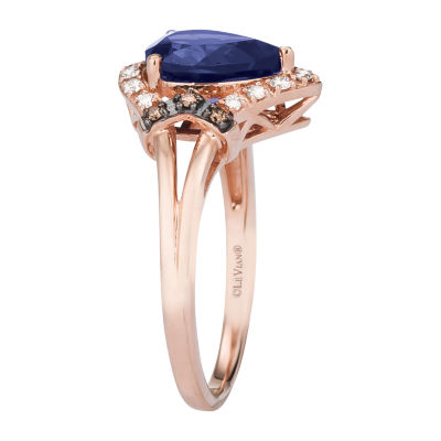 Le Vian® Grand Sample Sale™ Ring featuring 1 1/2 CT. Blueberry Tanzanite® 1/8 Nude Diamonds™ 1/20 Chocolate Diamonds® set 14K Strawberry Gold®