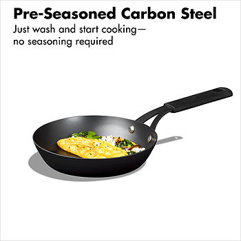 OXO 8 Black Steel Fry Pan with Silicone Sleeve 