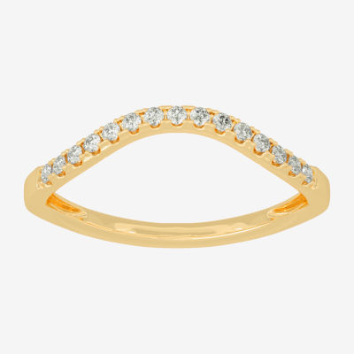 1/8 CT. T.W. Lab Grown White Diamond 10K Gold Curved Wedding Band