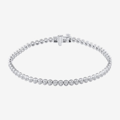 (H-I / Si2) Womens 1 1/2 CT. T.W. Lab Grown White Diamond 10K White Gold 7.25 Inch Tennis Bracelet