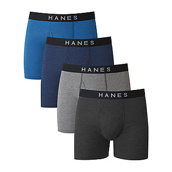 Hanes Men's Large Black/Gray Comfort Flex Fit Long Leg Boxer
