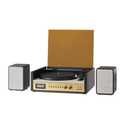 Crosley Coda Shelf System with Matching Stereo Speakers FM Radio