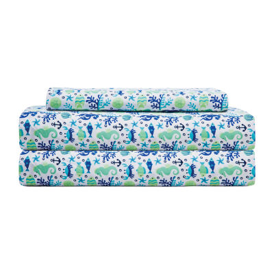 Beatrice Home Fashions Coastal Print Sheet Set