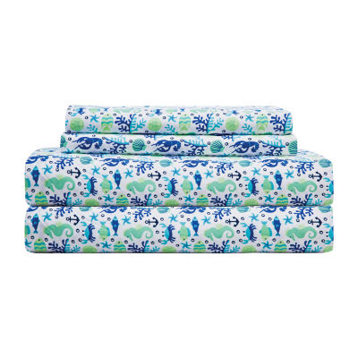 Beatrice Home Fashions Coastal Print Sheet Set