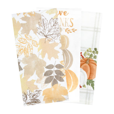 Ritz Leaves Pumpkin 3-pc. Kitchen Towels