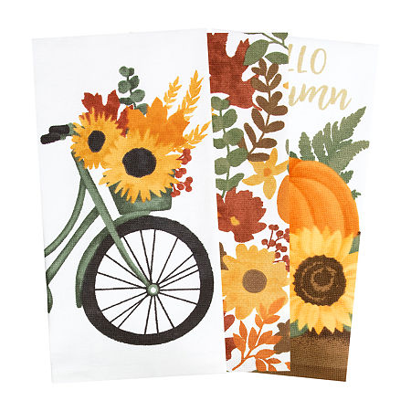 Ritz Sunflower Bike 3-pc. Towels + Dish Cloths, One Size, White