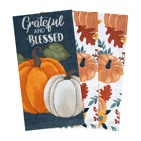 Ritz Grateful Pumpkin 3-pc. Kitchen Towels, One Size, Blue