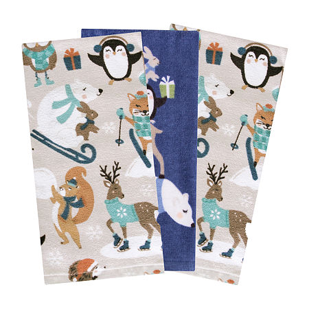 Ritz Polar Critters 3-pc. Kitchen Towels, One Size, Blue