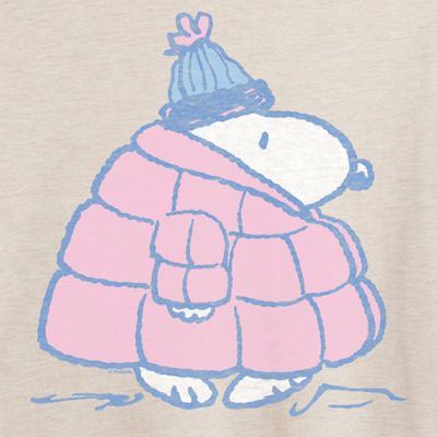 Peanuts Snoopy Coat Tee Womens Juniors Scoop Neck Short Sleeve Oversized Peanuts Snoopy Graphic T-Shirt