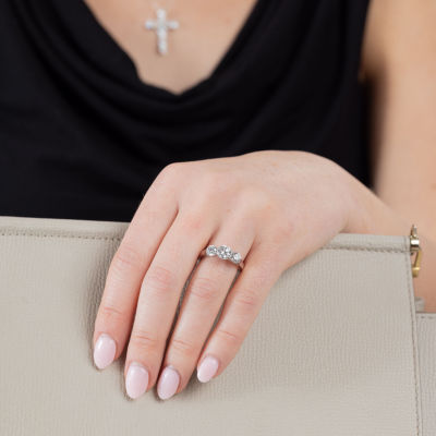 (F / Vs2) Womens 2 CT. T.W. Lab Grown White Diamond 14K White Gold 3-Stone Engagement Ring