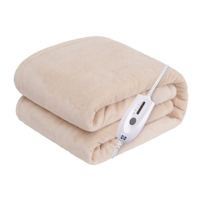 Sealy® Heated Flannel Throw in Beige