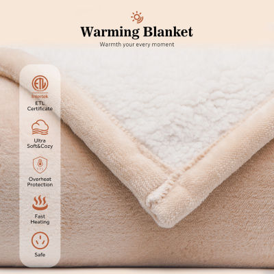 Sealy Heated Flannel Sherpa Throw with Controller