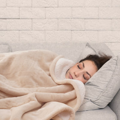 Sealy Heated Flannel Sherpa Throw with Controller