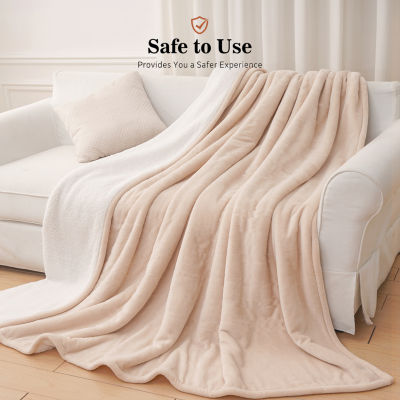 Sealy Heated Flannel Sherpa Throw with Controller