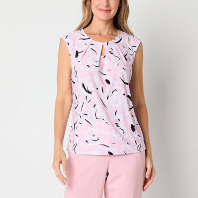Black Label by Evan-Picone Womens Keyhole Neck Sleeveless Blouse