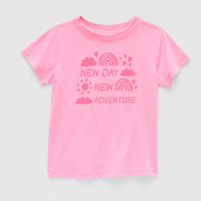 Okie Dokie Toddler Girls Adaptive Round Neck Short Sleeve Graphic T-Shirt