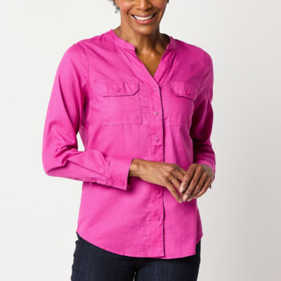 St. John's Bay Womens Long Sleeve Adaptive Hidden Access Opening Blouse