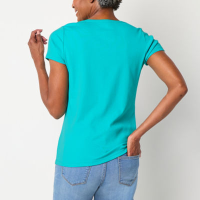 St. John's Bay Womens Crew Neck Short Sleeve T-Shirt