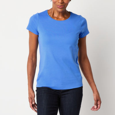 St. John's Bay Womens Crew Neck Short Sleeve T-Shirt