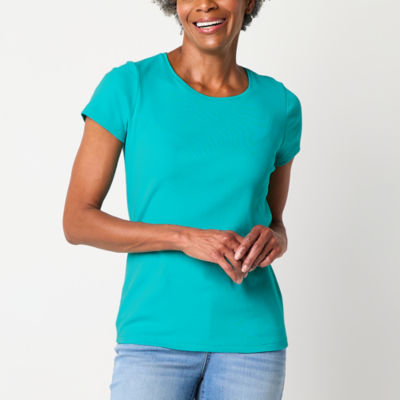 St. John's Bay Womens Crew Neck Short Sleeve T-Shirt