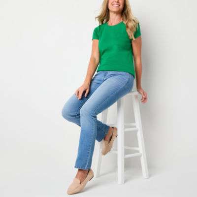 St. John's Bay Womens Crew Neck Short Sleeve T-Shirt