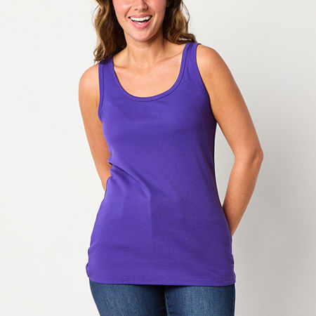 St. John's Bay Womens Scoop Neck Sleeveless Tank Top, Small, Purple