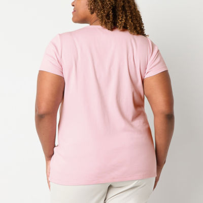 St. John's Bay Womens Plus Crew Neck Short Sleeve T-Shirt