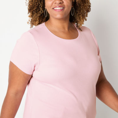 St. John's Bay Womens Plus Crew Neck Short Sleeve T-Shirt