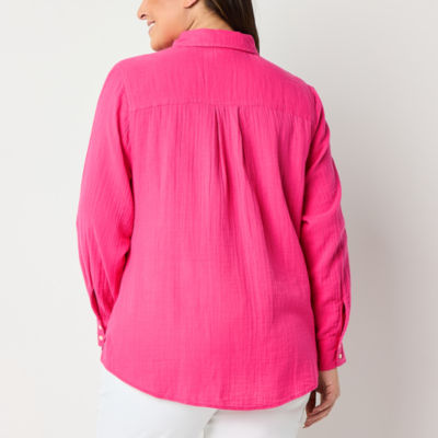 St. John's Bay Plus Womens Long Sleeve Tunic Top