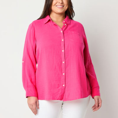 St. John's Bay Plus Womens Long Sleeve Tunic Top