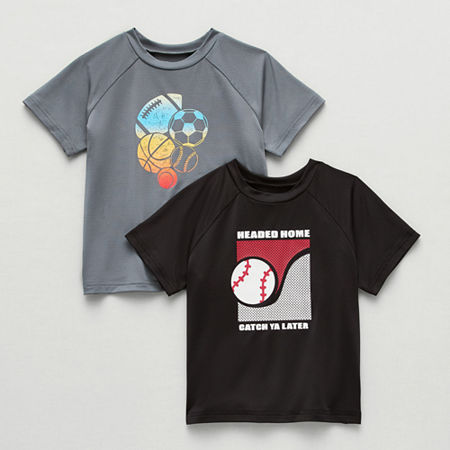 Okie Dokie Active Toddler & Little Boys Crew Neck Short Sleeve Regular Fit 2-pc. Graphic T-Shirt, 18 Months, Gray