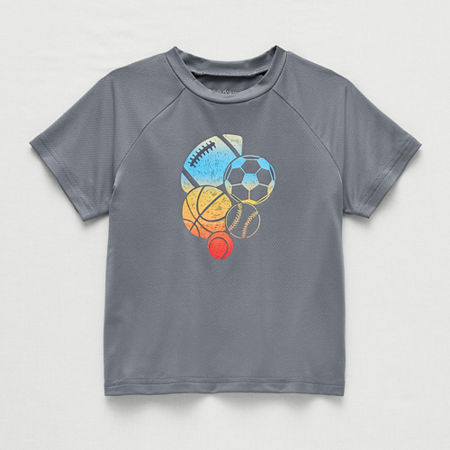 Okie Dokie Active Mesh Toddler & Little Boys Round Neck Short Sleeve Relaxed Fit Graphic T-Shirt, 5t, Gray