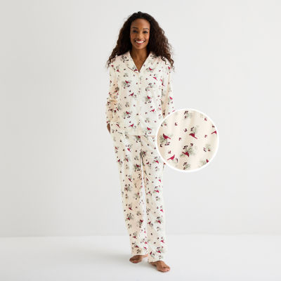 Adonna Womens Fleece Long Sleeve 2-pc. Pajama Sets