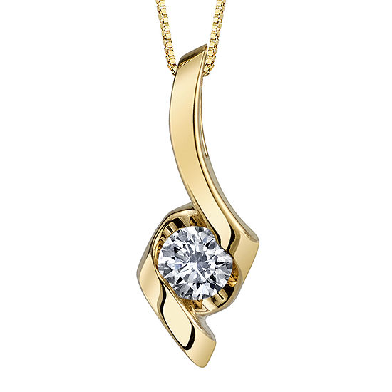 Sirena® 1/10 CT. Diamond 14K Yellow Gold Ribbon Pendant Necklace, Color ...