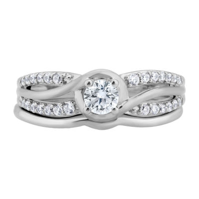 Womens 1/2 CT. T.W. Natural White Diamond 10K Gold Round Bridal Set