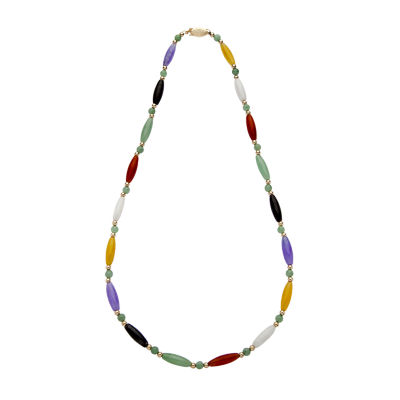 Womens Genuine Multi Color Jade 14K Gold Beaded Necklace - JCPenney