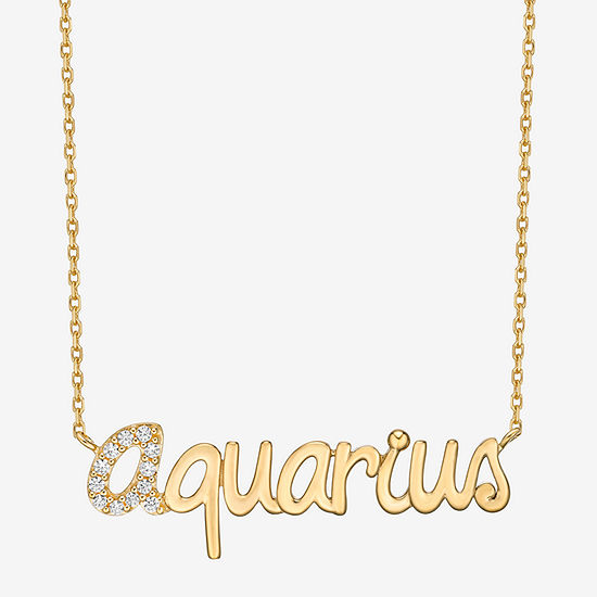 Aquarius Womens Cubic Zirconia Sterling Silver Pendant Necklace