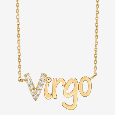 Virgo Womens Cubic Zirconia Sterling Silver Pendant Necklace